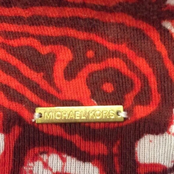 Michael Kors Womens Paisley Print Long Sleeve Sweater XS Red White - Picture 5 of 5